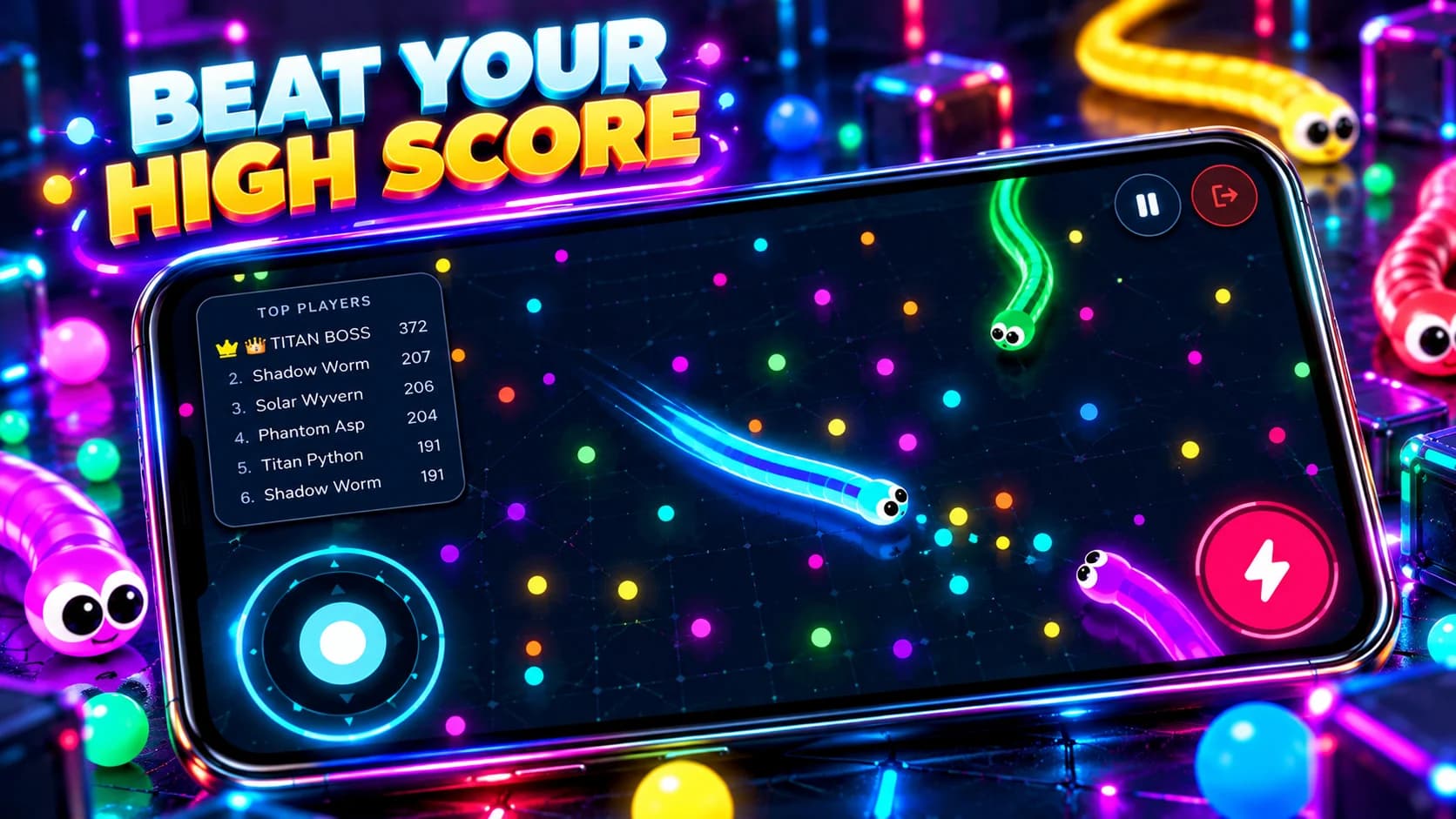 Coilix joystick and boost controls in a neon arena
